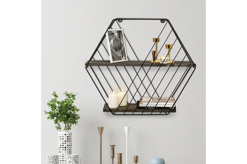 Gullugso Vägghylla 15x60 cm 2-pack - Svart/Valnöt - Förvaring - Köksförvaring - Kökshylla