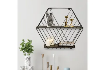 Gullugso Vägghylla 15x60 cm 2-pack - Svart/Valnöt - Förvaring - Köksförvaring - Kökshylla