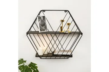 Gullugso Vägghylla 15x60 cm 2-pack - Svart/Valnöt - Förvaring - Köksförvaring - Kökshylla