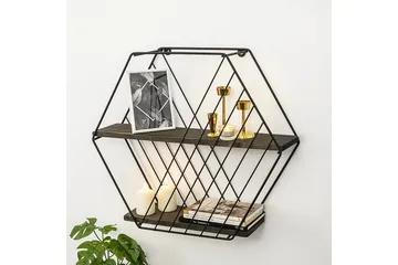 Gullugso Vägghylla 15x60 cm 2-pack - Svart/Valnöt - Förvaring - Köksförvaring - Kökshylla