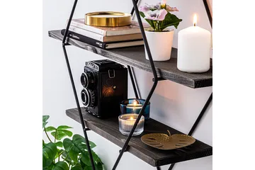 Gyllenlack Vägghylla 60x15 cm 3 Hyllor - Svart/Mörkbrun - Förvaring - Köksförvaring - Kökshylla