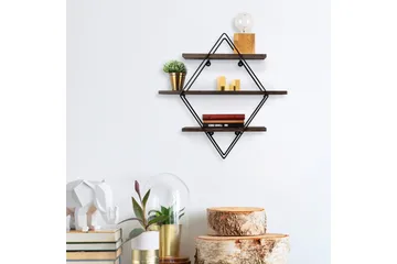Gyllenlack Vägghylla 60x15 cm 3 Hyllor - Svart/Mörkbrun - Förvaring - Köksförvaring - Kökshylla
