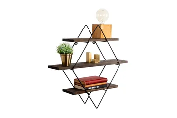 Gyllenlack Vägghylla 60x15 cm 3 Hyllor - Svart/Mörkbrun - Förvaring - Köksförvaring - Kökshylla