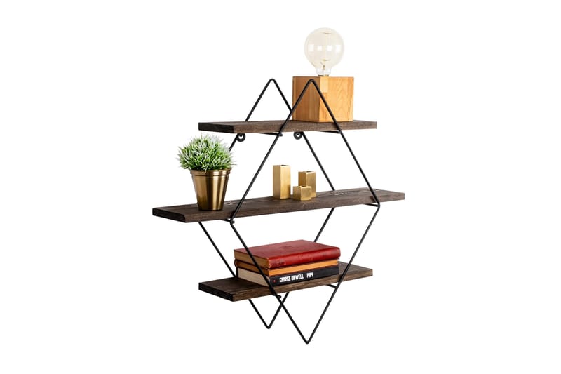 Gyllenlack Vägghylla 60x15 cm 3 Hyllor - Svart/Mörkbrun - Förvaring - Köksförvaring - Kökshylla