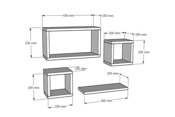 Havzan Vägghylla 44x15 cm 4 Hyllor - Vit - Förvaring - Köksförvaring - Kökshylla