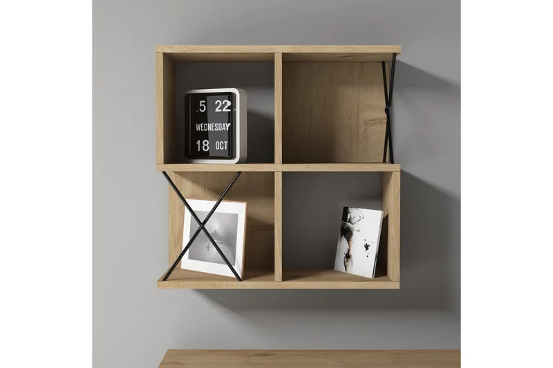 Hovdane Vägghylla 60 cm, Brun/Svart