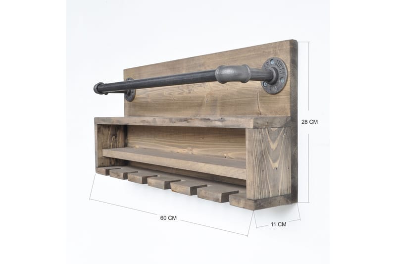 HUN Vägghylla 60 cm Valnöt/Svart - Förvaring - Köksförvaring - Kökshylla