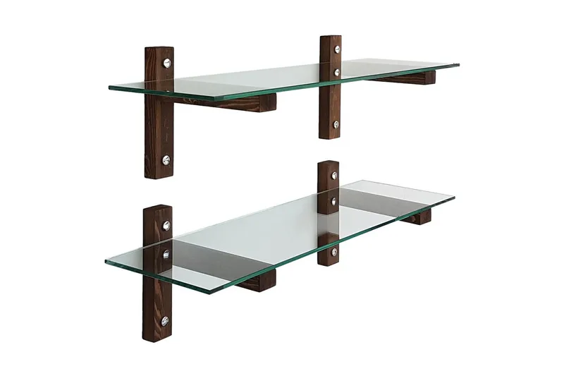 Ilano Vägghylla 85 cm, Brun/Glas