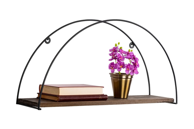 JUHUA Vägghylla 60x15 cm Hylla Svart/Mörkbrun - Förvaring - Köksförvaring - Kökshylla