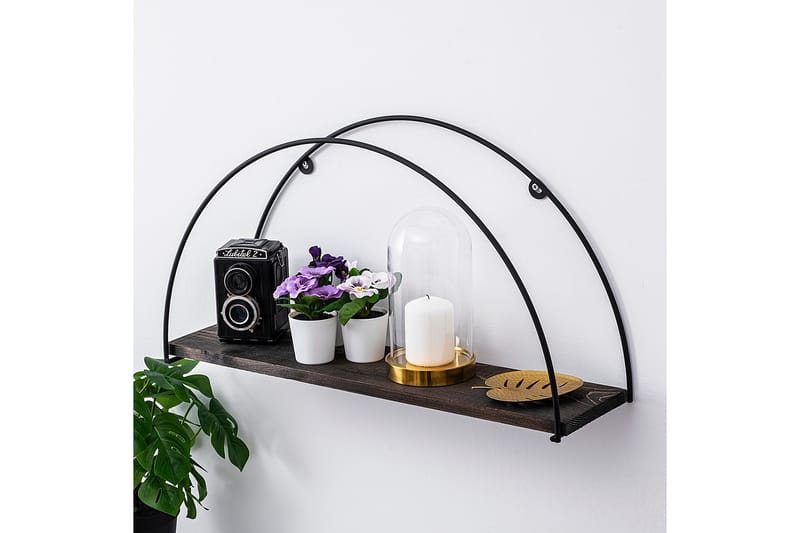 JUHUA Vägghylla 60x15 cm Hylla Svart/Mörkbrun - Förvaring - Köksförvaring - Kökshylla