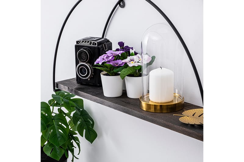 JUHUA Vägghylla 60x15 cm Hylla Svart/Mörkbrun - Förvaring - Köksförvaring - Kökshylla