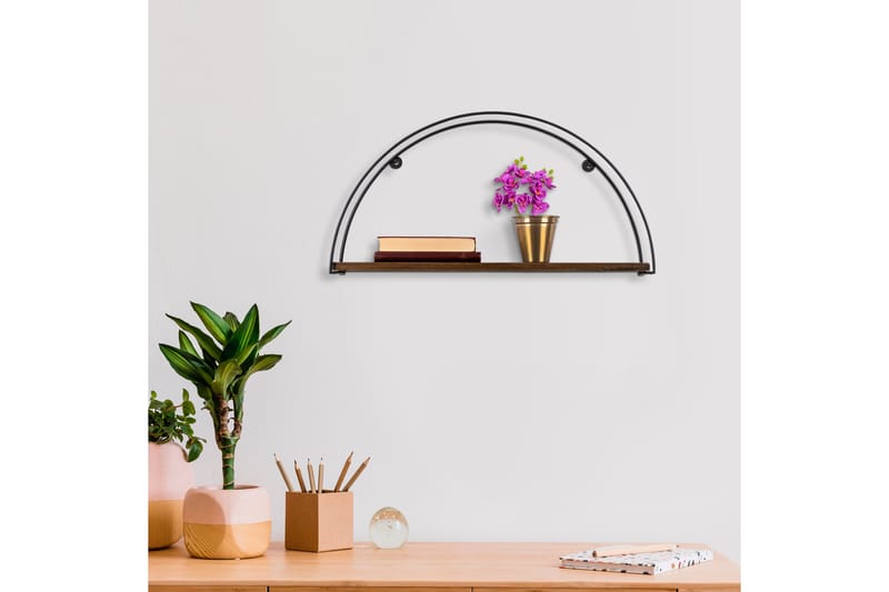 JUHUA Vägghylla 60x15 cm Hylla Svart/Mörkbrun - Förvaring - Köksförvaring - Kökshylla