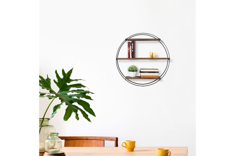 Jundiai Vägghylla 60x15 cm 3 Hyllor - Svart/Mörkbrun - Förvaring - Köksförvaring - Kökshylla