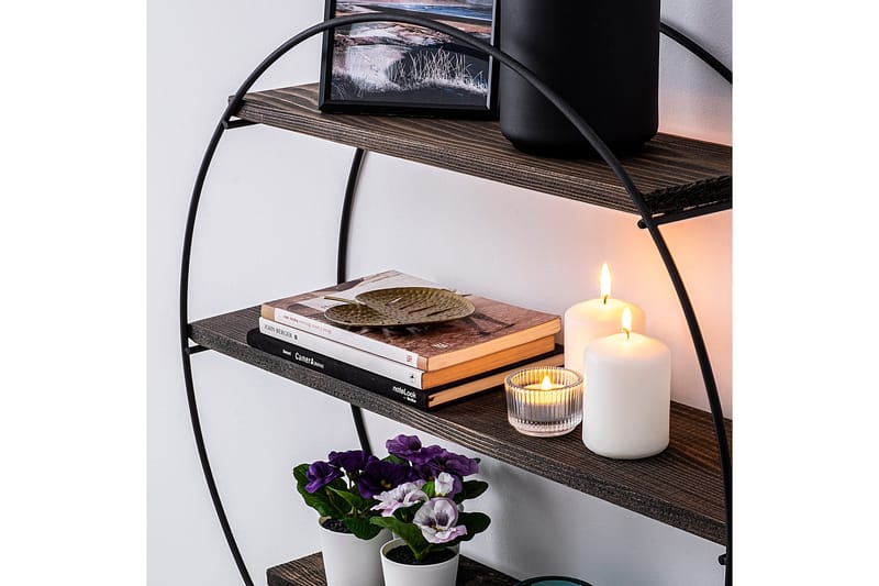 Jundiai Vägghylla 60x15 cm 3 Hyllor - Svart/Mörkbrun - Förvaring - Köksförvaring - Kökshylla