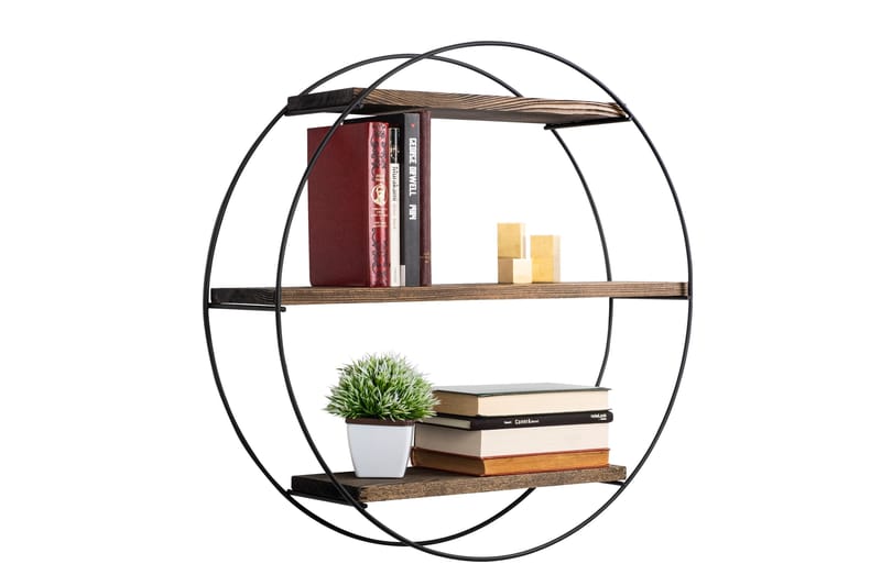 Jundiai Vägghylla 60x15 cm 3 Hyllor - Svart/Mörkbrun - Förvaring - Köksförvaring - Kökshylla