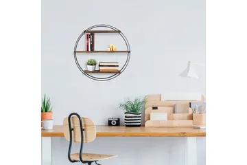 Jundiai Vägghylla 60x15 cm 3 Hyllor - Svart/Mörkbrun - Förvaring - Köksförvaring - Kökshylla