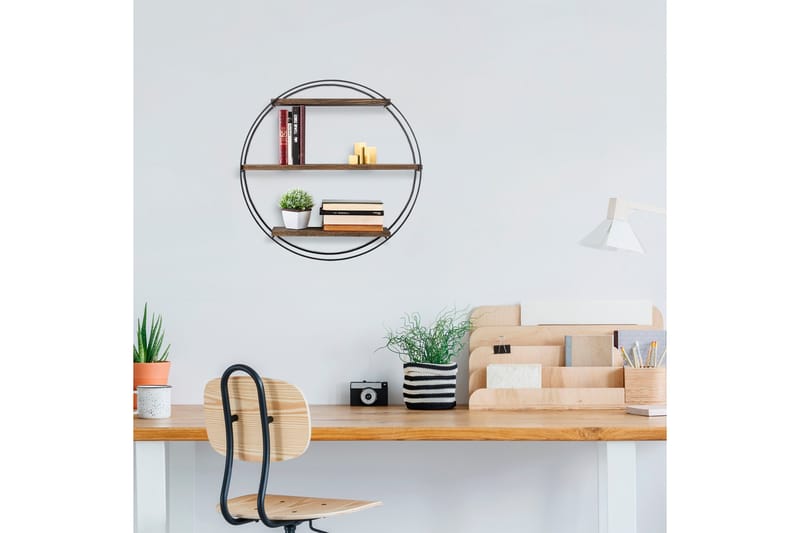 Jundiai Vägghylla 60x15 cm 3 Hyllor - Svart/Mörkbrun - Förvaring - Köksförvaring - Kökshylla