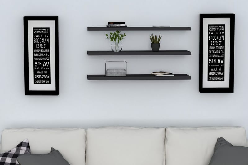 Lakasha Vägghylla 2 cm, Antracit