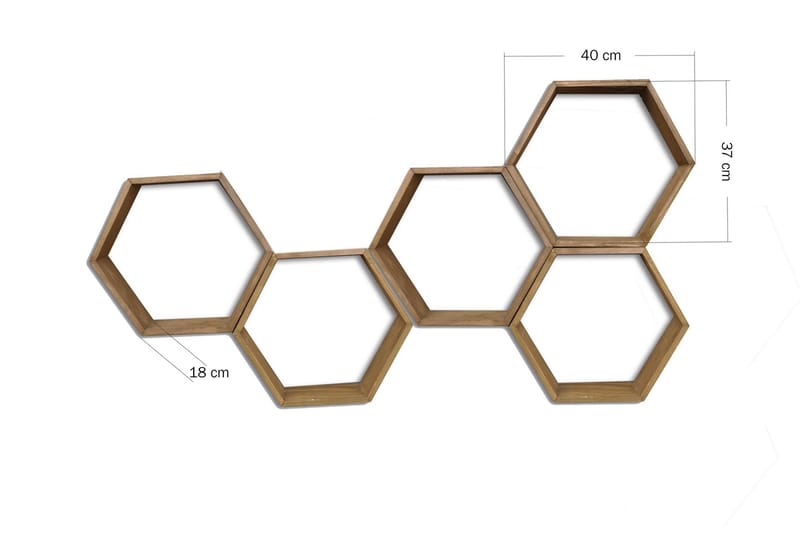 LESPALME Vägghylla Hexagoner Trä - Trä - Vägghylla - Kökshylla