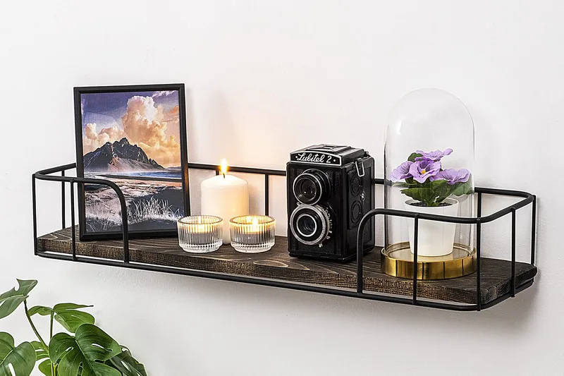 Lindern Vägghylla 15x60 cm - Svart/Valnöt - Förvaring - Köksförvaring - Kökshylla