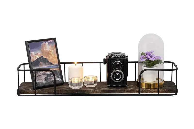 Lindern Vägghylla 15x60 cm - Svart/Valnöt - Förvaring - Köksförvaring - Kökshylla