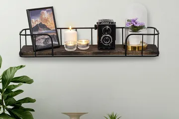 Lindern Vägghylla 15x60 cm - Svart/Valnöt - Förvaring - Köksförvaring - Kökshylla