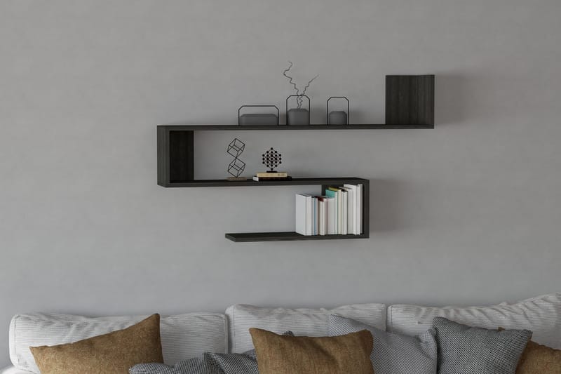 LISAHARA Vägghylla 20x120 cm 3-pack Antracit - Förvaring - Köksförvaring - Kökshylla