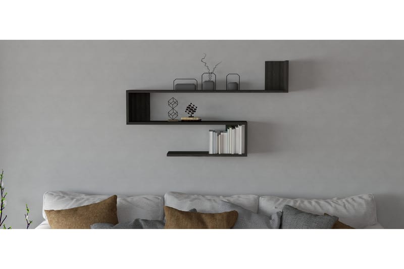 LISAHARA Vägghylla 20x120 cm 3-pack Antracit - Förvaring - Köksförvaring - Kökshylla
