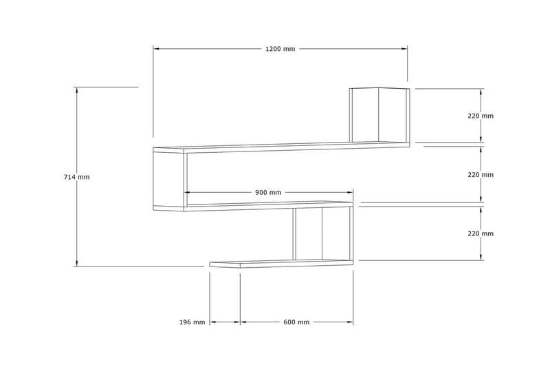 LISAHARA Vägghylla 20x120 cm 3-pack Antracit - Vägghylla - Kökshylla