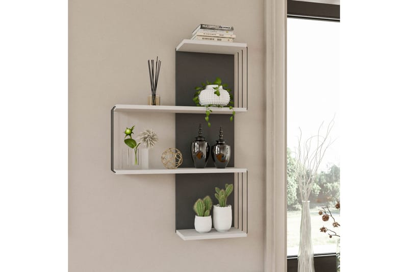 Ljusfors Vägghylla 96x65 cm - Vit/Antracit - Förvaring - Köksförvaring - Kökshylla