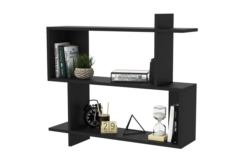 MEJIRO Vägghylla 90x22 cm 3 Hyllor Svart - Förvaring - Köksförvaring - Kökshylla