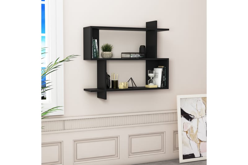 MEJIRO Vägghylla 90x22 cm 3 Hyllor Svart - Förvaring - Köksförvaring - Kökshylla