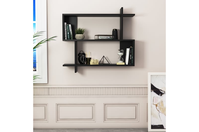 MEJIRO Vägghylla 90x22 cm 3 Hyllor Svart - Förvaring - Köksförvaring - Kökshylla