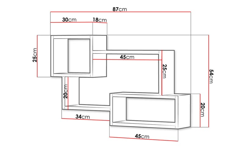 MONESI Hylla 87 cm Natur/Vit - Vägghylla - Kökshylla