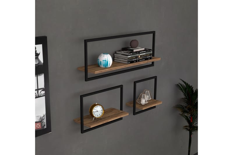 NAYORO Vägghylla 80x20 cm 3 Hyllor Brun - Förvaring - Köksförvaring - Kökshylla