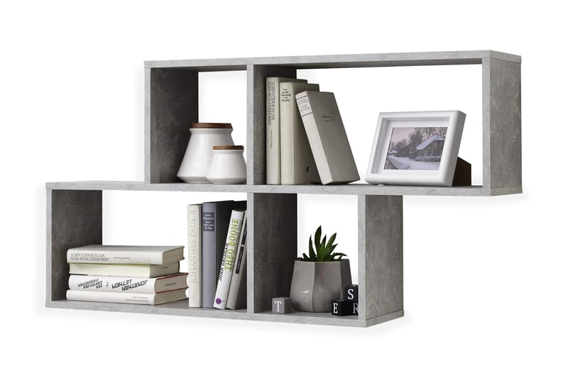 Nora Vägghylla 100 cm, Vit/Betong