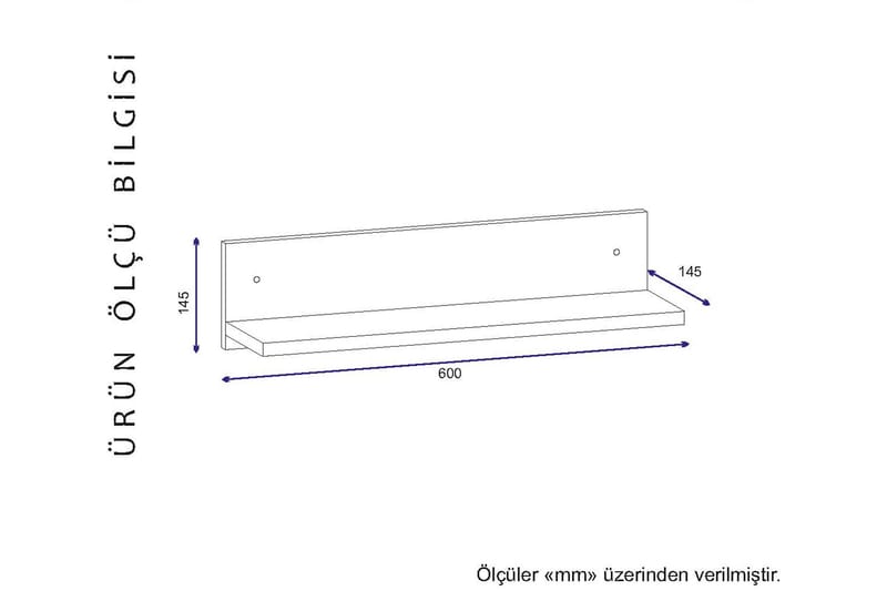 PETRONILA Vägghylla 60 cm Vit/Valnöt - Vit/Valnöt - Vägghylla - Kökshylla