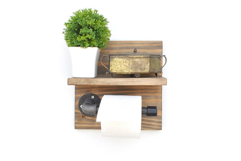 Pukkuri Pappershållare 14 cm - Brun/Svart - Möbler - Tillbehör & accessoarer - Badrumstillbehör - Toalettpappershållare