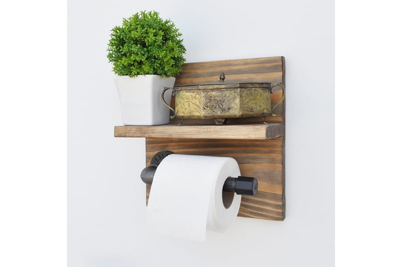 Pukkuri Pappershållare 14 cm - Brun/Svart - Möbler - Tillbehör & accessoarer - Badrumstillbehör - Toalettpappershållare