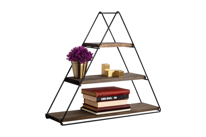 Raceme Vägghylla 60x15 cm 3 Hyllor - Svart/Mörkbrun - Förvaring - Köksförvaring - Kökshylla