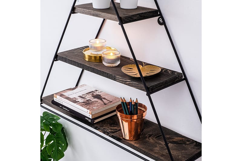 Raceme Vägghylla 60x15 cm 3 Hyllor - Svart/Mörkbrun - Förvaring - Köksförvaring - Kökshylla