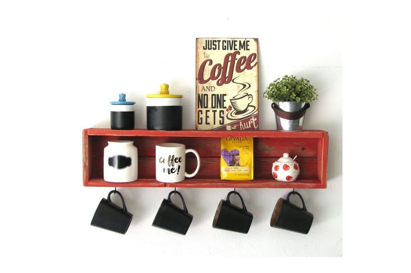 Raniye Kryddhylla 70x10 cm - Röd - Förvaring - Köksförvaring - Kökshylla