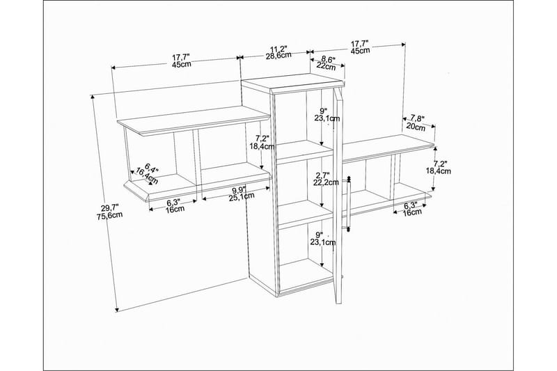 Rinorea Vägghylla 118,6x51,8 cm - Vit - Förvaring - Köksförvaring - Kökshylla