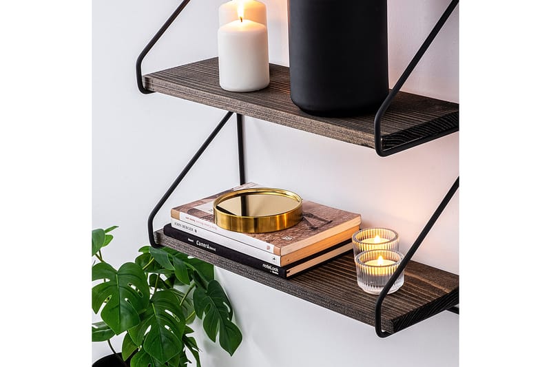 Rinorea Vägghylla 60x15 cm 3 Hyllor - Svart/Mörkbrun - Förvaring - Köksförvaring - Kökshylla