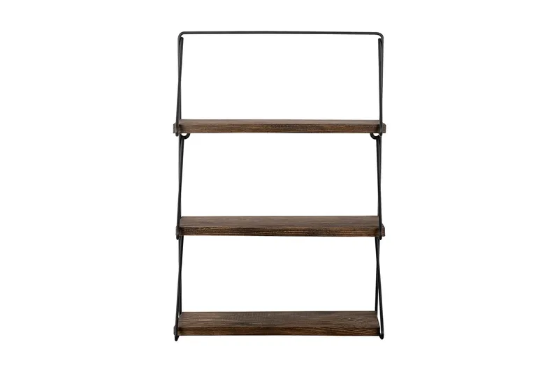 Rinorea Vägghylla 60x15 cm 3 Hyllor, Svart/Mörkbrun