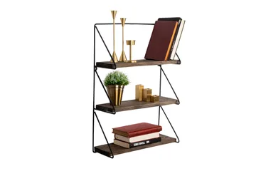 Rinorea Vägghylla 60x15 cm 3 Hyllor - Svart/Mörkbrun - Förvaring - Köksförvaring - Kökshylla