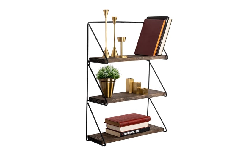 Rinorea Vägghylla 60x15 cm 3 Hyllor - Svart/Mörkbrun - Förvaring - Köksförvaring - Kökshylla