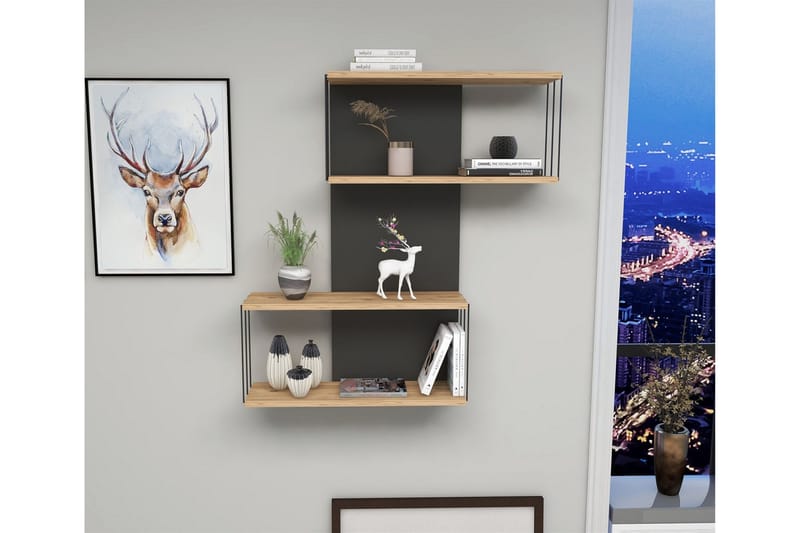 Riyana Vägghylla 19x65 cm - Antracit/Natur - Förvaring - Köksförvaring - Kökshylla