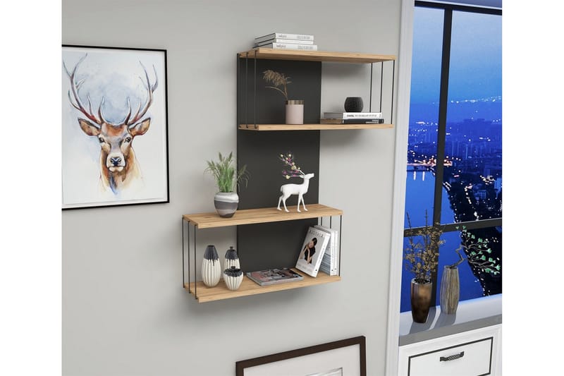 Riyana Vägghylla 19x65 cm - Antracit/Natur - Förvaring - Köksförvaring - Kökshylla