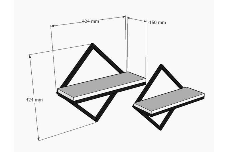 ROCADE Vägghylla 43x15 cm 2 Hyllor Vit - Förvaring - Köksförvaring - Kökshylla